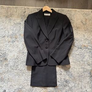 Tahari Arthur S. Levine Petite Classic Black Pinstripe Suit Set